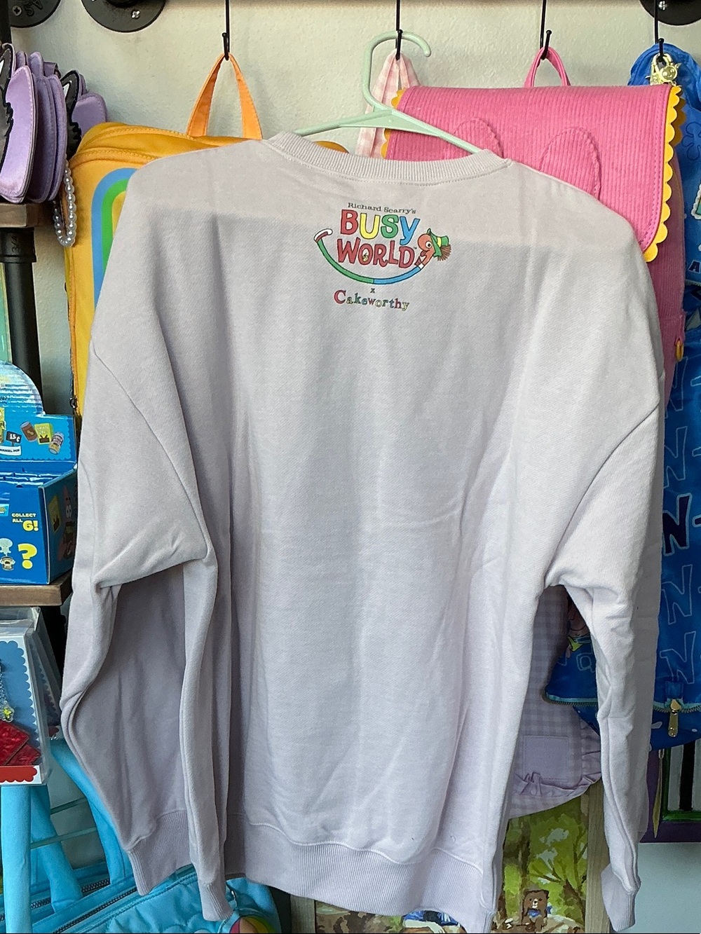 Busy Busy Streets Crewneck Sweatshirt - Light Gray with Colorful Print - Picture 2 of 2